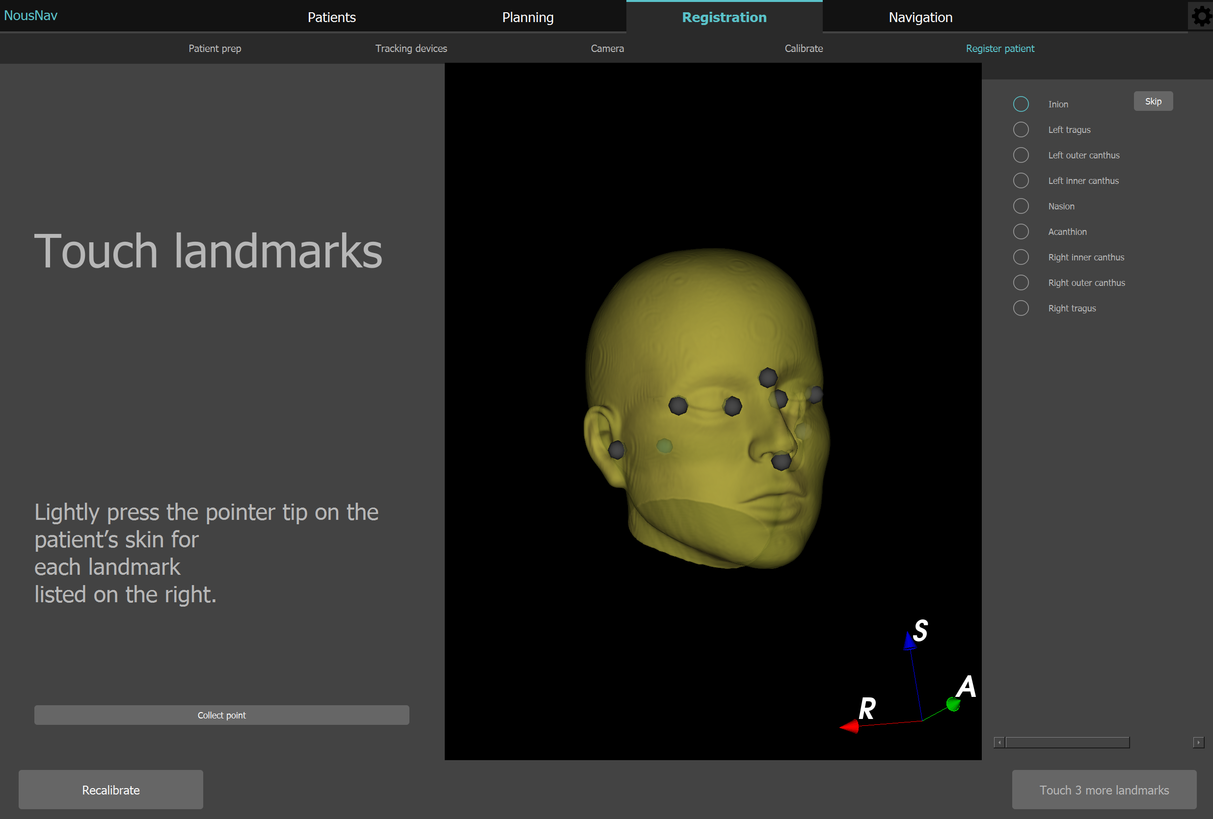 Landmark selection interface